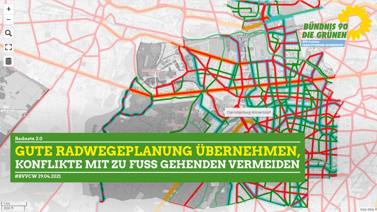 Radnetz 2.0 von dem Netzwerk Fahrradfreundliches Charlottenburg-Wilmersdorf des Vereins Changing Cities, der Stadtteilgruppe City West des ADFC Berlin und dem VCD Nordost