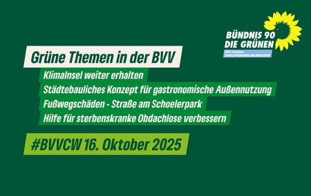 Grüne Themen in der BVV Charlottenburg-Wilmersdorf im Oktover 2025