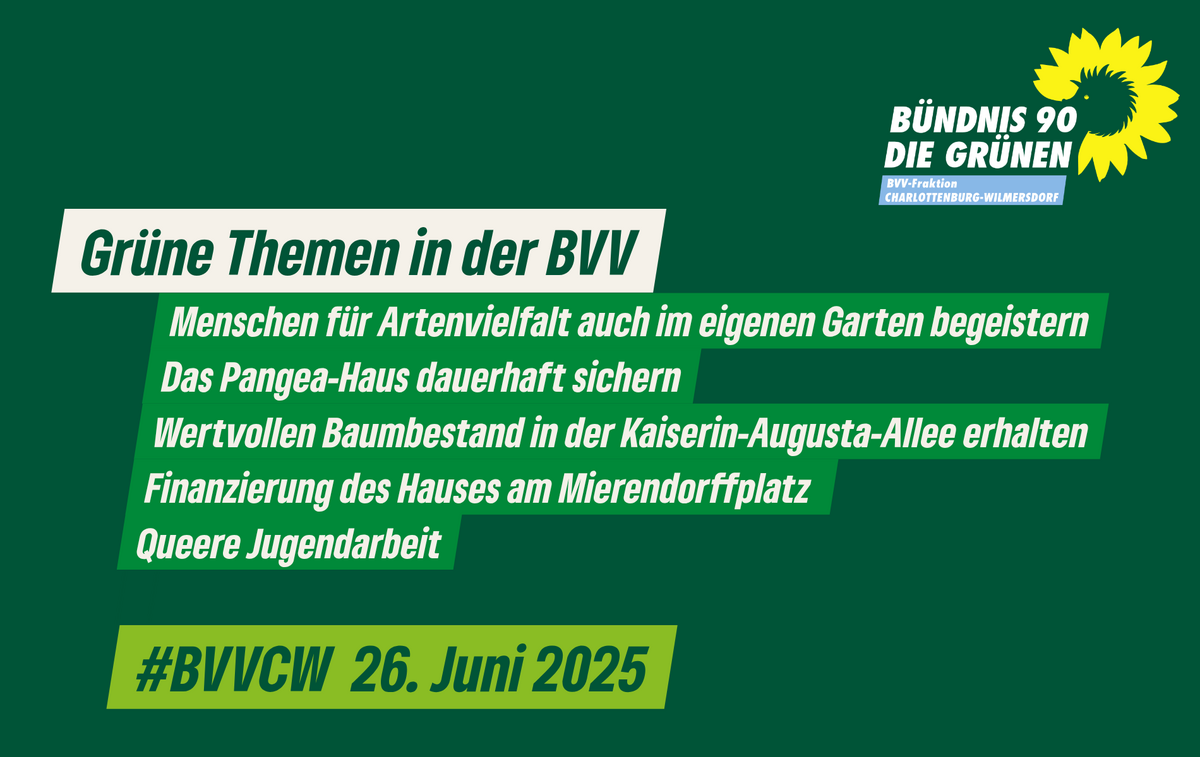 Grüne Themen in der Bezirksverordnetenversammlung am 26.6.25