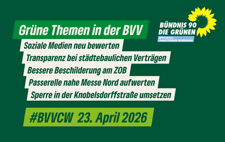 Grüne Themen in der Bezirksverordnetenversammlung Charlottenburg-Wilmersdorf am 23.4.2026