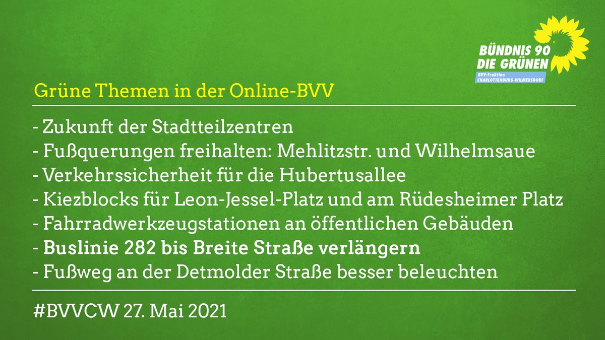 Grüne Themen in der BVV am 27. Mai 2021