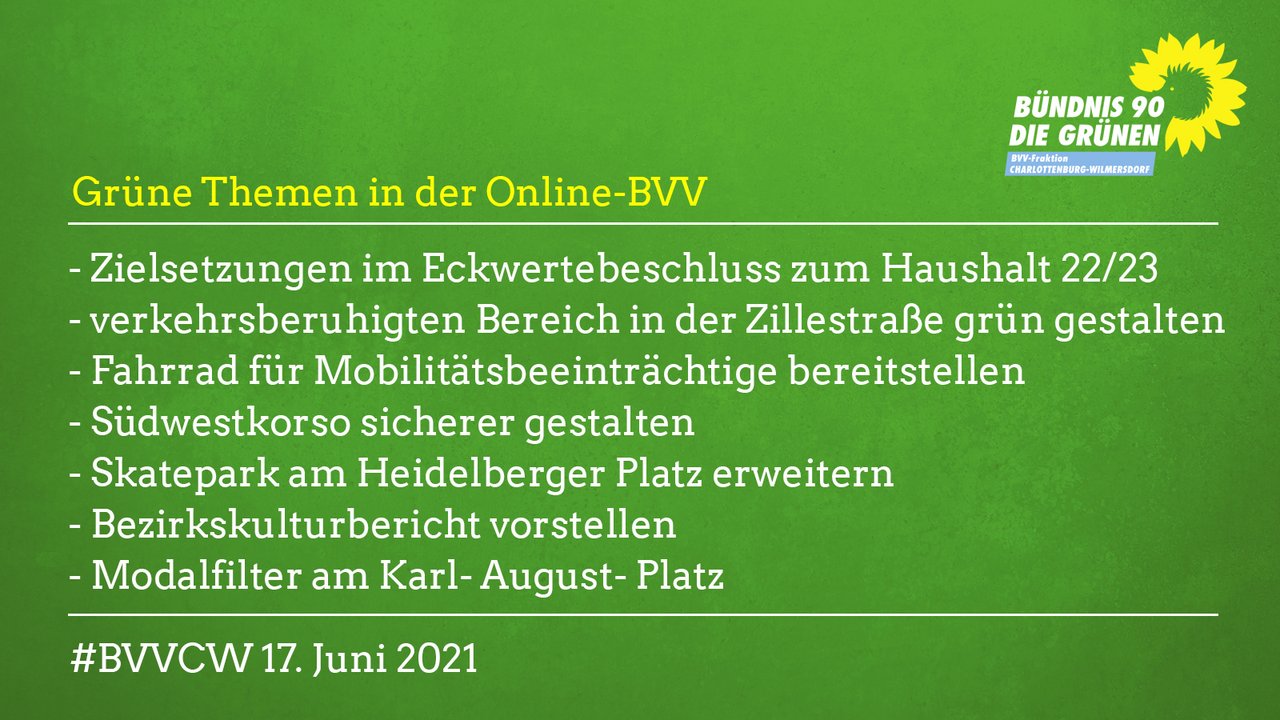 Grüne Themen in der BVV Charlottenburg-Wilmersdorf