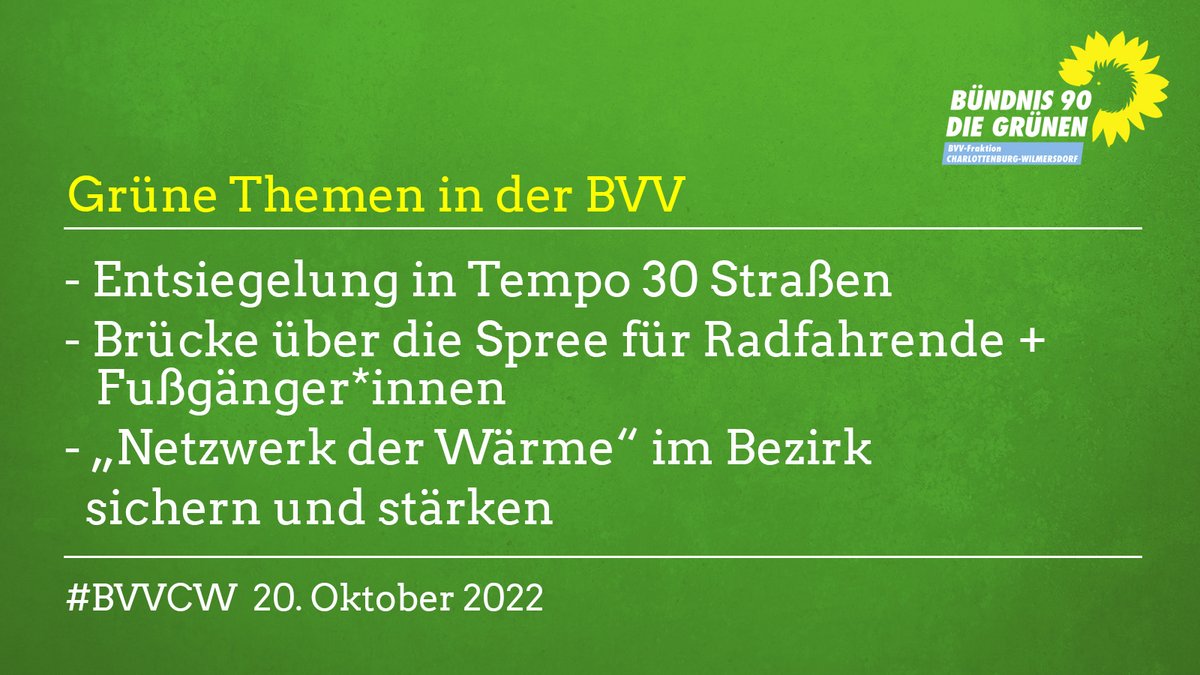 Grüne Themen in der BVV am 20.10.2022