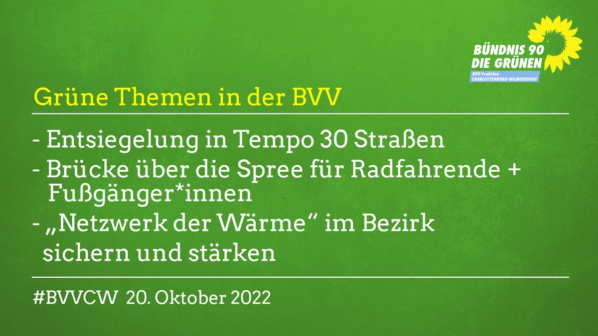 Grüne Themen in der BVV am 20.10.2022