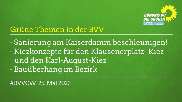 Grüne Themen in der BVV am 25.5. 23