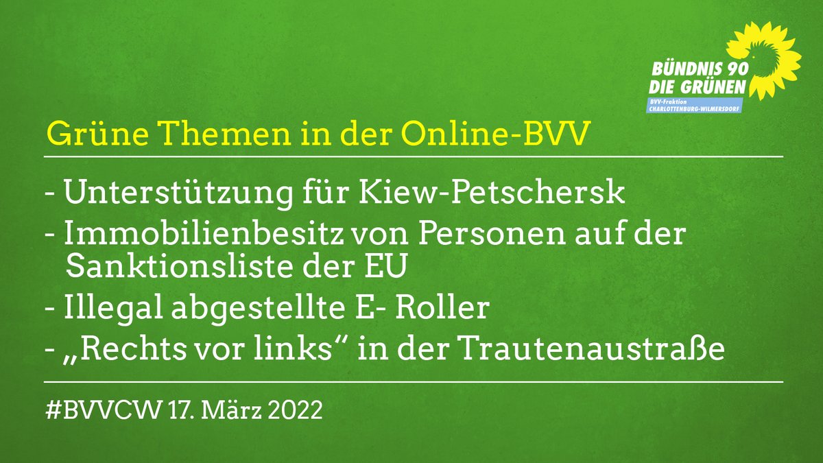 Grüne Themen in der BVV am 17.3.2022