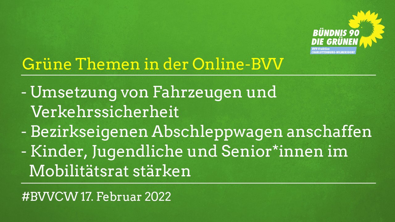 Grüne Themen in der BVV am 17.2.2022