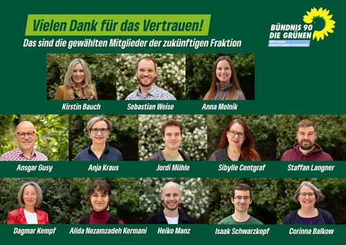 Die zukünftige Fraktion aus 13 Bezirksverordneten stellt sich mit Portraits vor.