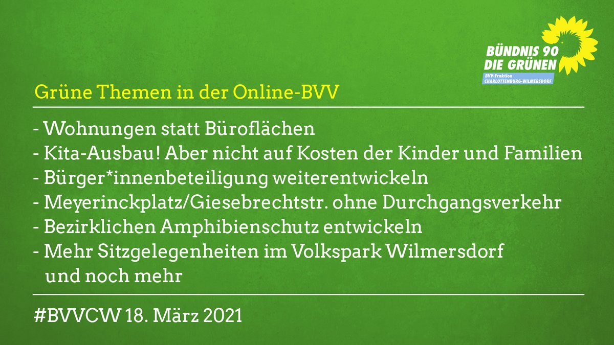 Grüne Themen in der BVV März 2021