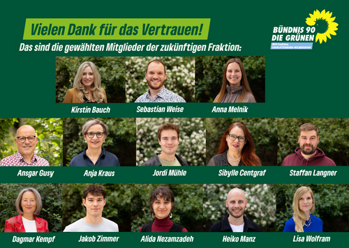 Die zukünftige Fraktion aus 13 Bezirksverordneten stellt sich mit Portraits vor.