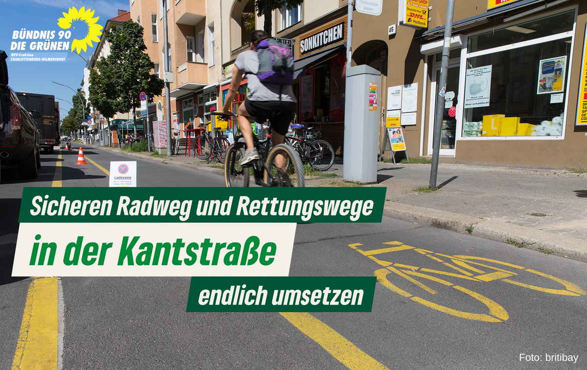 Sicheren Radweg und Rettungswege in der Kantstraße endlich umsetzen